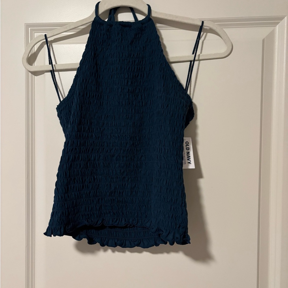 Teal Smocked Halter Top